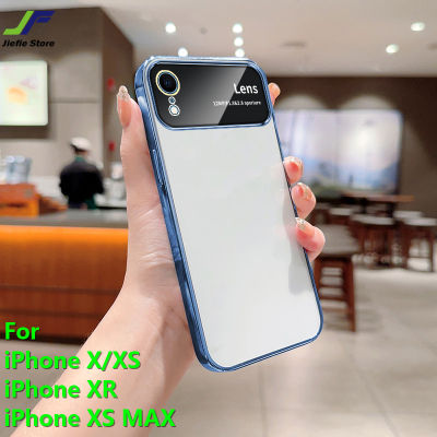เคสโทรศัพท์สี่เหลี่ยมขอบตรงสำหรับ iPhone X/xs/xs Max/xr โปร่งใสเคลือบอิเล็คโทรเพลทหลากสีเคสกันกระแทกแบบนิ่ม