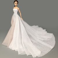 White High Fashion Wedding Dresses For Barbie Doll Clothes Big Evening Dresses Party Gown Vestidoes Outfits 1/6 Doll Accessories