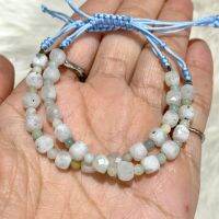 กำไลข้อมือ เชือกถัก มูนสโตน Moonstone + อมาโซไนท์ Amazonite หินนำโชค หินแท้ 100% *ฟรีไซต์* (ราคาต่อเส้น)