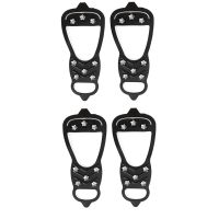 THLCG7 2 Pair Universal Non Slip Gripper Spikes,8 Teeth Crampons Ice Shoes Grippers,Ice Cleats for Shoes and Boots