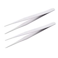 2X Tweezers Tweezers Doctor Pliers Tweezers Antistatic Metal Curve Round Straight (TS-10)