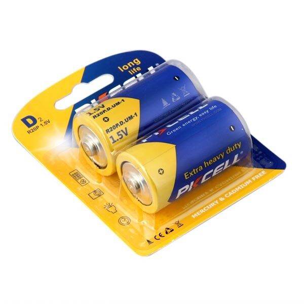 iwef fvei PKCELL 2pcs D size battery (R20P) UM1 1.5v Zinc Carbon