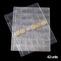ஐ○☬ New10 PCS/Lot 42 grid/sheet PVC sheets for coins album transparent inside pages 252x200mm inners of collection coin holders