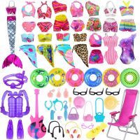 Barbies Clothes Accessories Bikinis Swimwear Swimming Circle Glasses Diving Suit Beach Chair and Travel Suit Fit 11.8Inch Doll