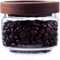 【LZ】❍☸  Recipientes De Café De Vidro Vasilha De Armazenamento De Alimentos com Tampa De Madeira Selada 8.5 oz 250 ml Serviço De Cozinha 1 Peça