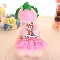 Small Dog Wedding Dress Pet Clothes For Dogs And Cats Puppy Summer Dresses Princess Costume Strawberry Dot Hooded Skirt Dresses