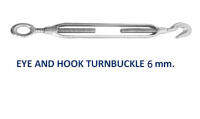 เกลียวเร่งขนาด 6 มิลลิเมตร ( 6 มม.) ทำด้วยเหล็กชุบกัลวาไนช์กันสนิมอย่างดี Eye and Hook Turnbuckle size 6 mm. Steel GalvanizeCoatingเกลียวเร่งเหล็กเหนียวใช้งานง่าย