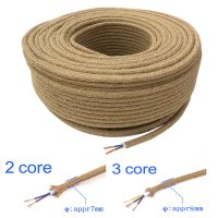 ◑✟℡ 2 Core 3 Core Vintage Electrical Wire Hemp Rope Wire Twisted Cable Braided Flexible Retro Pendant Light Edison Bulb Lamp Cord