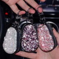 【CW】Diamond Inlaid Key Bag Lovely Car General Key Leather Case Key Chain Case Decorative Products Car Key Holder Purse