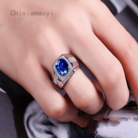 Baby,Toy,Kids,Present New Fashion Blue Stone Silver Diamond Ring For Men Jewelry Male Sapphire Rings 6-10 Us Size