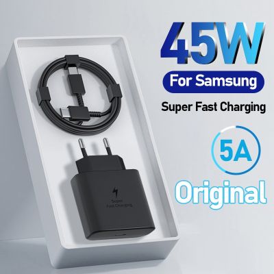 PD 45W Original Super Fast Charger For Samsung Galaxy S22 S23 Ultra Note 10 Plus USB C Type-C Quick Charging Phone Charger Cable Wall Chargers