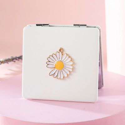 Hot Daisy Flower Mini Pocket Cosmetic Beauty makeup mirror 2face PU Leather Portable Magnifying Folding mirror Party Favors Gift Mirrors