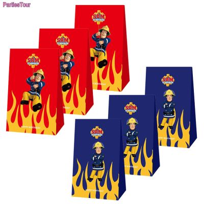 【YF】₪❆♨  4pcs Fireman Sam Themed candy gift bag packing theme Birthday party supplies