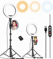 Kaiess 10.2" Selfie Ring Light with 65" Adjustable Tripod Stand &amp; Phone Holder for Live Stream/Makeup, Upgraded Dimmable LED Ringlight for Tiktok/YouTube/Zoom Meeting/Photography White