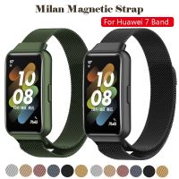 {TATLLr}สายรัดห่วง Milanese สำหรับ Huawei Band 7สายรัดข้อมือ Smartwatch เปลี่ยนโลหะสร้อยข้อมือเข็มขัดแม่เหล็กสำหรับ Huawei Band 7 Correa