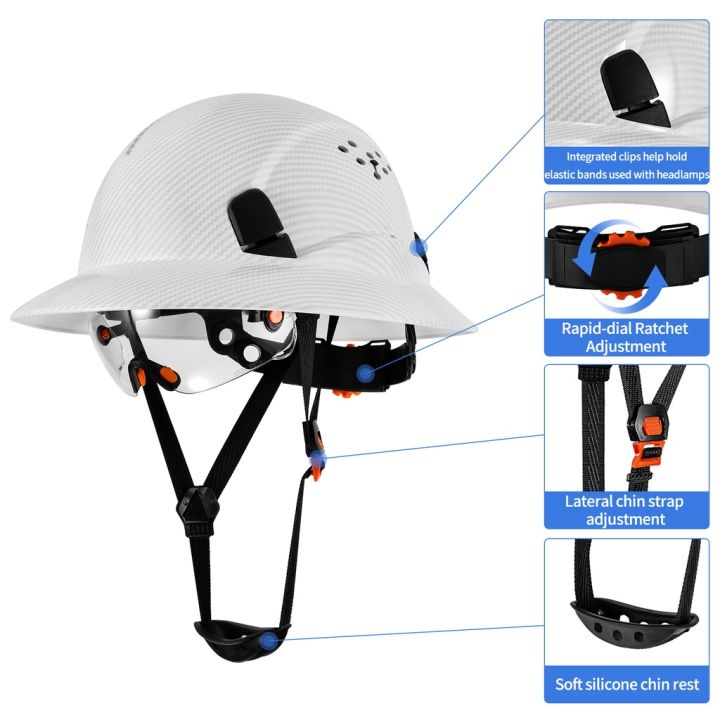 loebuck-ใหม่คาร์บอนไฟเบอร์เต็มหมวกกันน็อกความปลอดภัยกับ-ce-แว่นตาป้องกันการชนกันของสถานที่ก่อสร้างหมวกนิรภัย-gm850
