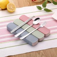 3pcs 304 Stainless Steel Spoon Fork Chopstick Set Cutlery Utensil Travel Camping Outdoor School Office Lunch Dinner Ware Flatware Sets