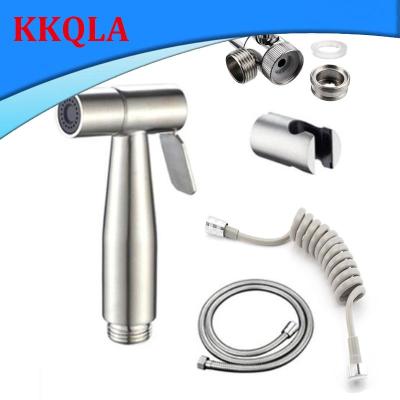QKKQLA Hand Protable Toilet Bidet Sprayer Holder Stainless Steel Handheld Bidet Faucet Bathroom Shower Head Hose Self Cleaning