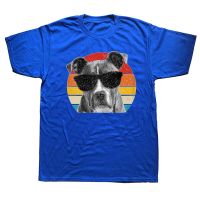 ZZOOI Pitbull Vintage Sunglasses Funny Pit Bull Dog Owner T Shirts Graphic Cotton Streetwear Short Sleeve Birthday Gifts T-shirt