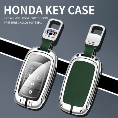 Zinc Alloy Leather Car Remote Key Case Cover Shell For Honda Civic 2022 5 Buttons Protector Holder Fob Keyless Car Accessories