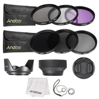 Andoer 55Mm กรองเลนส์ UV + CPL + FLD + ND(ND2 ND4 ND8) กระเป๋าใส่กล่องอาหาร/ฝาครอบเลนส์/ฝาครอบเลนส์ผู้ถือ/Tulip &amp; Rubber ตัวป้องกันเลนส์/ผ้าทำความสะอาด