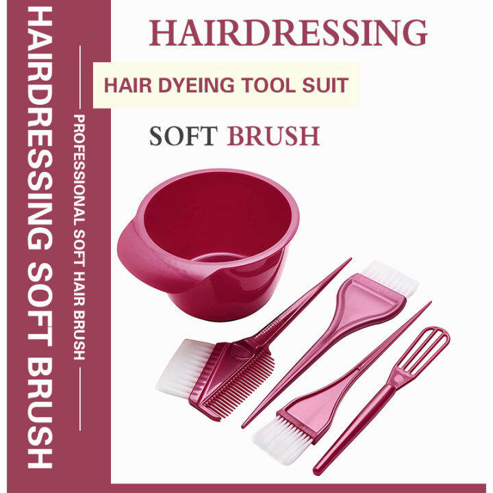 Profession Hair Dye Brush Set 5pcs Hair Color Mixing Bowl Kit Barber