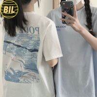 BIL เสื้อยืดคู่รัก เสื้อยืดคู่รัก Hot Sale！เสื้อยืดแขนสั้นสไตล์เกาหลีหลวมสไตล์คู่รักชายหญิงเทรนด์ใหม่（T-888#）