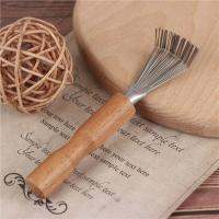 XHLXH Wooden Handle Hair Brush Cleaner With Metal Wire Portable Salon Rake Dirt Remover Delicate Home