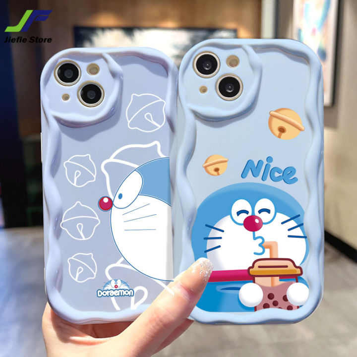 jiefie-ชานมอนิเมะโดราเอมอนน่ารักเคสโทรศัพท์สำหรับ-samsung-s21อัลตร้า-s30อัลตร้า-s22อัลตร้า-s23ขอบลอนอัลตร้าเพลงแมวการ์ตูนป้องกันแรงกระเทือน