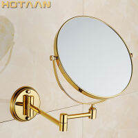 Oral Hygiene Shaving Bathroom Mirror Wall Mounted gold ss 8 Inch Double Cosmetic Mirror(1:1 And 1:3) free Shipping