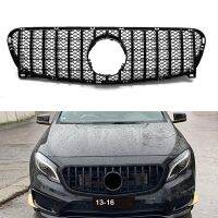 Grill Front Grille For Mercedes-Benz GLA Class X156 2014-2016 GT R Style GLA200 GLA250 Black/Silver Car Upper Bumper Hood Mesh