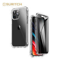 SURITCH สามารถใส่ได้กับ iPhone 14 Pro Max เคสใสแผ่นหน้าป้องกันความเป็นส่วนตัวฟิล์มกันการแอบดูปกป้องเต็มรูปแบบเคสกันกระแทกมือถือฝาครอบที่ทนทานสำหรับ iPhone 14 Pro Max 6.7นิ้ว