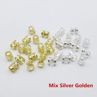 【CW】100Pcspack GoldenSilverMix Silver GoldenMulticolour hair dread ids dreadlock Beads adjustable cuff clip approx 7mm hole