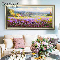 Barocco ภาพวาดสีน้ำมันมือทาสีสไตล์ยุโรปห้องนั่งเล่นภาพวาดตกแต่งลาเวนเดอร์ทิวทัศน์ Simple Home Wall ตกแต่งพร้อมกรอบ 50x100 ซม. 60x120 ซม. 70x140 ซม. 80x160 ซม. 90x180 ซม. ขนาดใหญ่