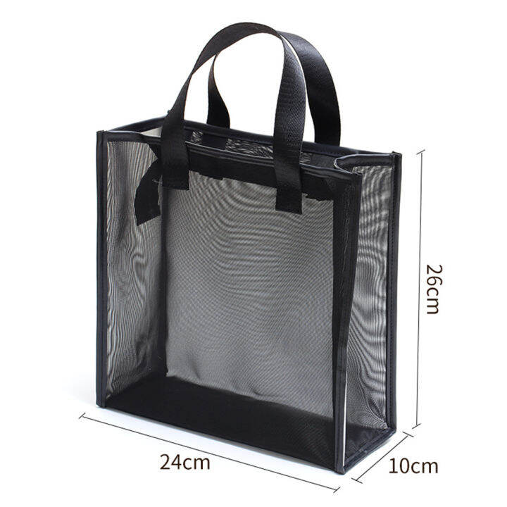 2022-new-storage-beauty-case-black-travel-makeup-cosmetic-organizer-wash-bag-simple-mesh-women