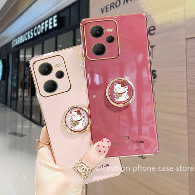 [ New Arrivals ] เคส realme C35 / 9i / 9Pro / 9 Pro + Plus เคสโทรศัพท Candy Color Electroplating Soft Phone Case with Lucky Cat Invisible Finger Ring 2022