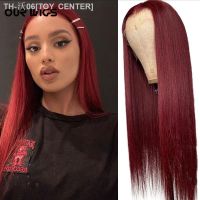 Long Straight Lace Wigs For Black Women Wine Red Synthetic Lace Wig Pre Plucked With Baby Hair Heat Resistant Wigs For Party [ Hot sell ] TOY CENTER