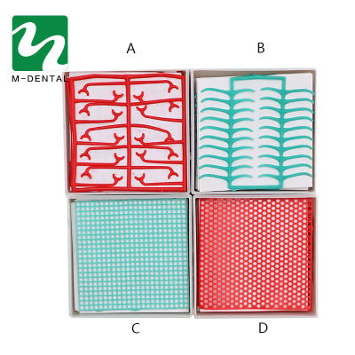 1กล่องทันตกรรม Lab วัสดุทันตกรรมขี้ผึ้งตาข่ายขี้ผึ้งสุทธิรอบหลุมตารางจับมือรูปร่างแผ่นขี้ผึ้งสำหรับหล่อโลหะบางส่วนการออกแบบ