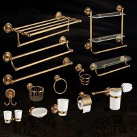 Brass bathroom Accessories Antique Bath Towel set Towel Ring Carved Toilet Paper Holder Creative Towel Bar Bathroom Hardware Set