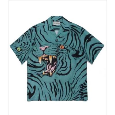 2OSL 22SS WACKO MARIA TIM LEHI tiger head Cloud Tiger pattern short sleeve shirt lwk