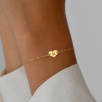 Classic Heart Shape A-Z Initial Bracelet Women Fashion Stainless Steel O-Chain Bracelet Bracelet For Women Jewelry Gift