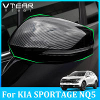 Vtear สำหรับ KIA SPORTAGE NQ5 2022 2023กระจกมองหลังรถยนต์ป้องกันรอยขีดข่วน2ชิ้นฝาครอบคาร์บอนไฟเบอร์พลาสติกโครเมี่ยมชุบอุปกรณ์เสริมภายนอกยานยนต์ชิ้นส่วนวาล์วภายนอก