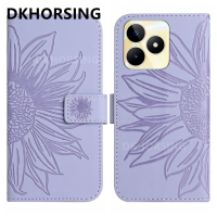 DKHORSING เคสโทรศัพท์หนังแฟชั่นลายดอกอาทิตย์สำหรับ Realme C53ใหม่2023กระเป๋าเงินแบบกลับด้านได้ REALMEC53ฝาหลังกระเป๋าเก็บบัตร