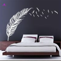 8408 0.7ซ้ายขวา Flying Feather สติ๊กเกอร์ติดผนัง Home Decor Adesivo De Parede ตกแต่งบ้านวอลล์เปเปอร์สติ๊กเกอร์ติดผนัง