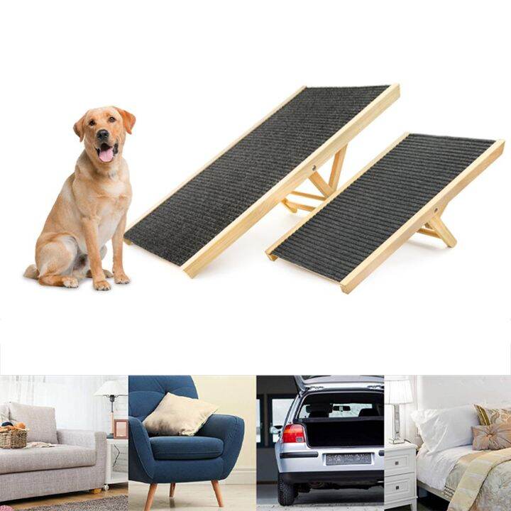 [comebuy88]100cm Wood Dog Ramp Height Adjustable Slip Resistance ...