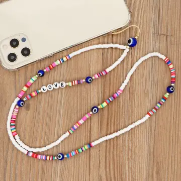 Mobile Strap Phone Charm Beads Heishi Clay Beaded Phone Chain Anti-Lost