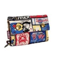 【CW】﹍◐❆  Womens Canvas Cartoon Printing Fold Wallet Small Card Organizer Ladies Money Coin Purse for Children Woman