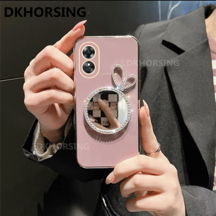 dkhorsing-เคสใหม่-oppo-a78-5g-กระจกกระต่ายแต่งหน้าซิลิโคนนิ่มเคลือบเคสโทรศัพท์-oppo-a78เลนส์เคสโทรศัพท์มือถือป้องกัน