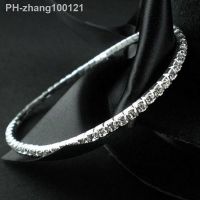 Summer Beach Jewelry Stretch Bling Bling Silver Color Ankle Bracelet Elegant Anklets Women Boho Foot Chain Multi-Row Rhinestone