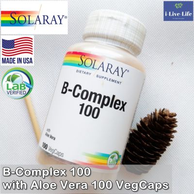 วิตามินบีรวม B-Complex 100, VegCaps - Solaray สูตรเข้มข้น วิตามินบีคอมเพล็กซ์